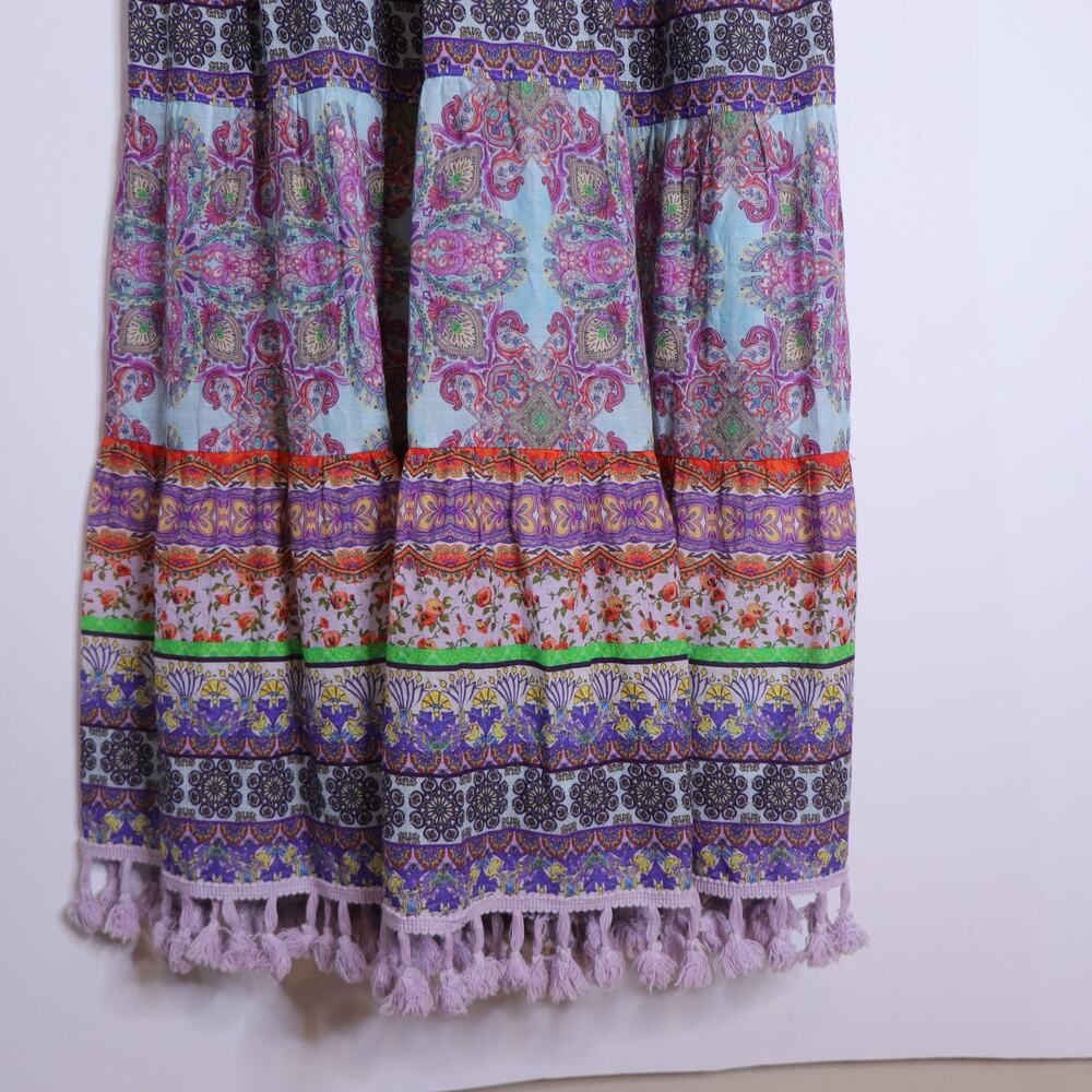 ALICE + OLIVIA Minka Tassel Fringe Maxi Dress Ritzy Multi Tie Front Women's 8 - Picture 5 of 16